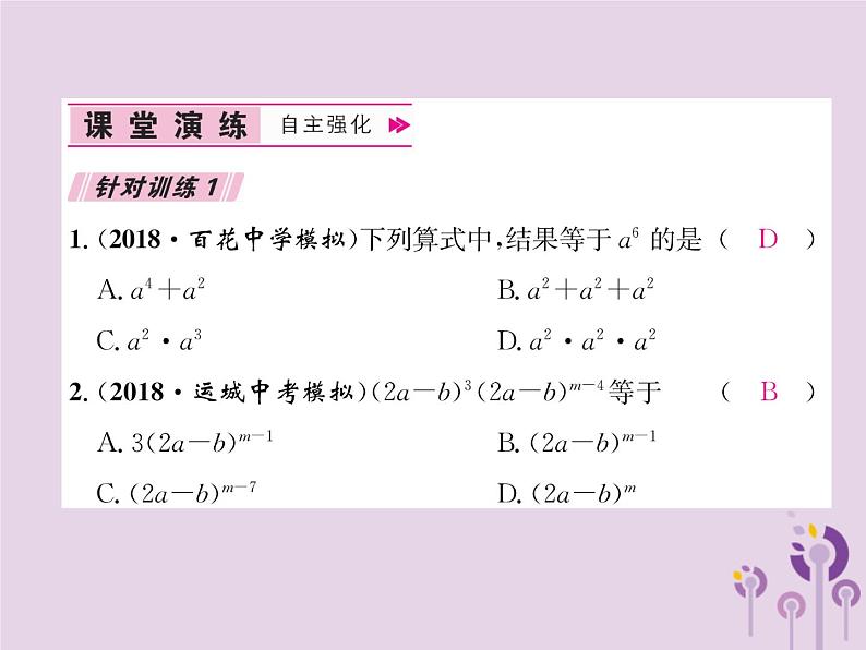 八年级数学上册第14章整式的乘法与因式分解14-1整式的乘法14-1-1同底数幂的乘法作业课件第8页