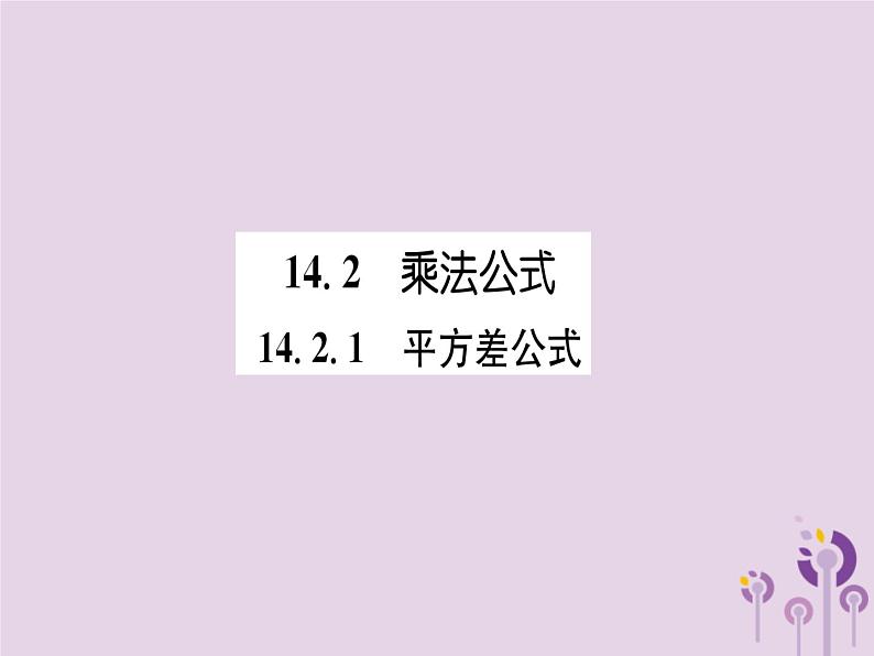 八年级数学上册第14章整式的乘法与因式分解14-2乘法公式14-2-1平方差公式（练习手册）课件第1页