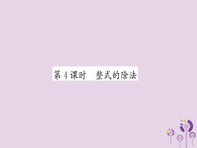 八年级数学上册第14章整式的乘法与因式分解14-1整式的乘法14-1-4整式的乘法第4课时整式的除法（练习手册）课件01