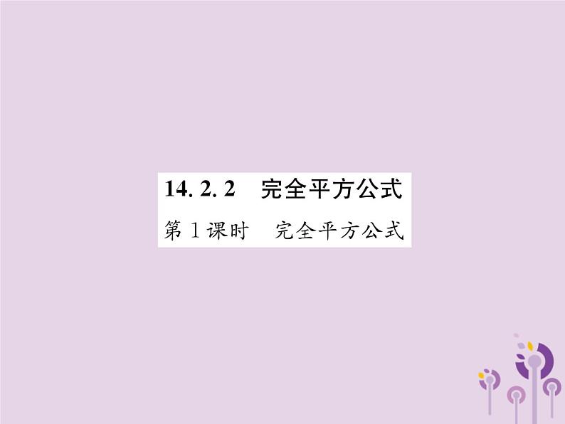 八年级数学上册第14章整式的乘法与因式分解14-2乘法公式14-2-2完全平方公式第1课时完全平方公式作业课件01