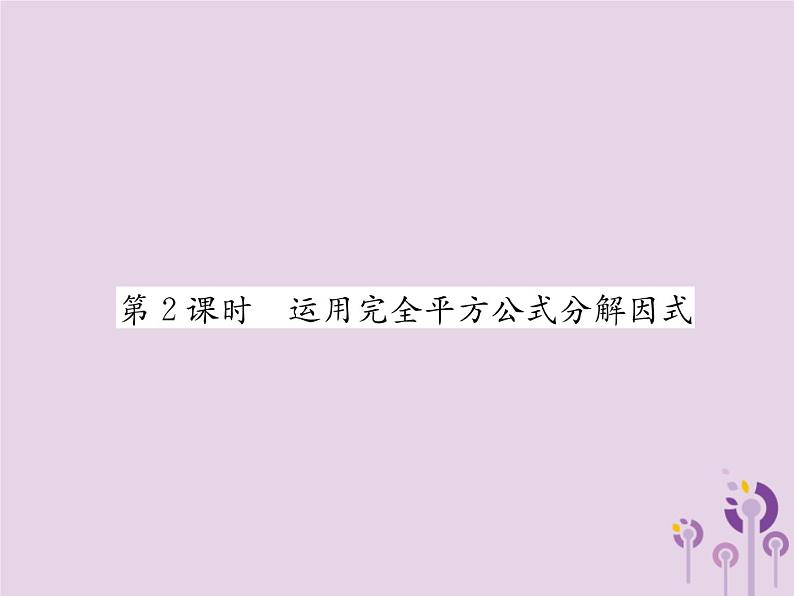 八年级数学上册第14章整式的乘法与因式分解14-3因式分解14-3-2公式法第2课时运用完全平方公式分解因式作业课件01