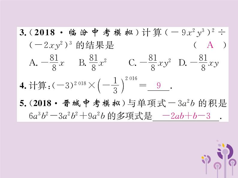 八年级数学上册第14章整式的乘法与因式分解整合与提升作业课件第4页