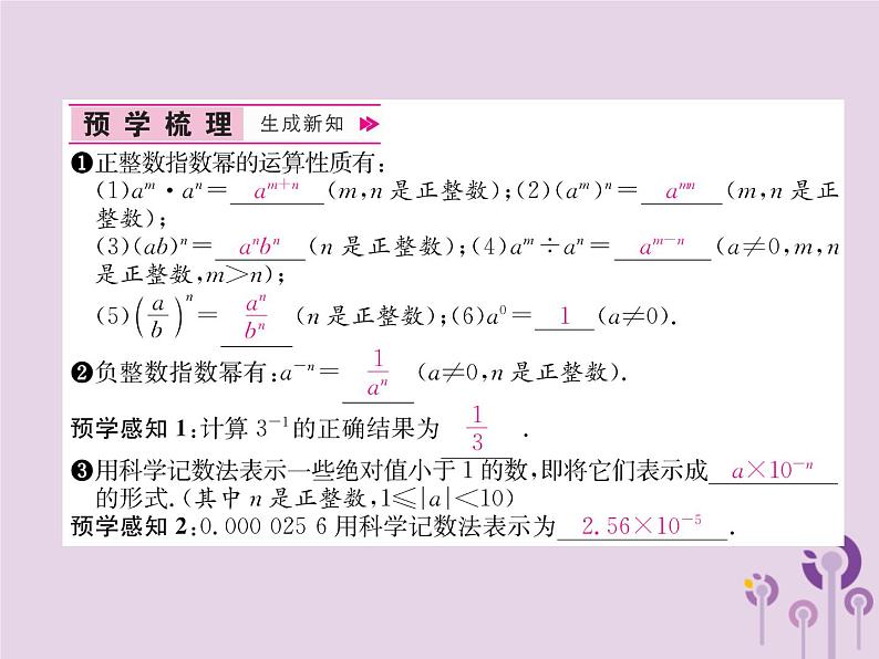 八年级数学上册第15章分式15-2分式的运算15-2-3整数指数幂作业课件02