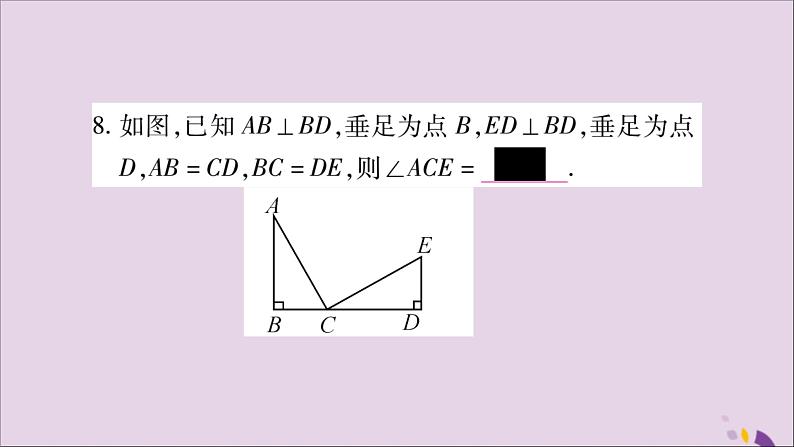 八年级数学上册第十二章全等三角形12-2三角形全等的判定第2课时三角形全等的判定（二）SAS习题课件08