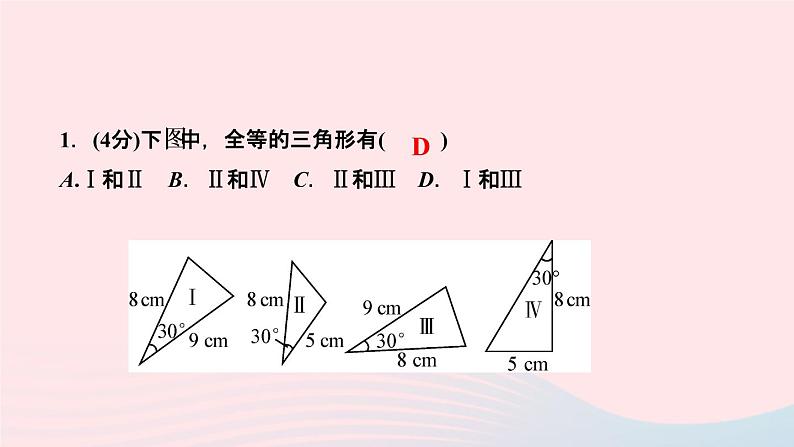 八年级数学上册第十二章全等三角形12-2三角形全等的判定第2课时用“边角边”判定三角形全等作业课件新版新人教版第3页