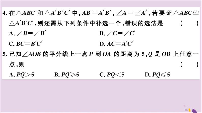 八年级数学上册第十二章全等三角形检测卷习题讲评课件（新版）新人教版05