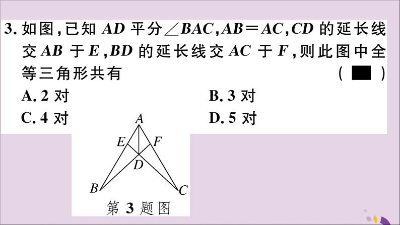 八年级数学上册第十二章全等三角形小结与复习习题讲评课件（新版）新人教版05