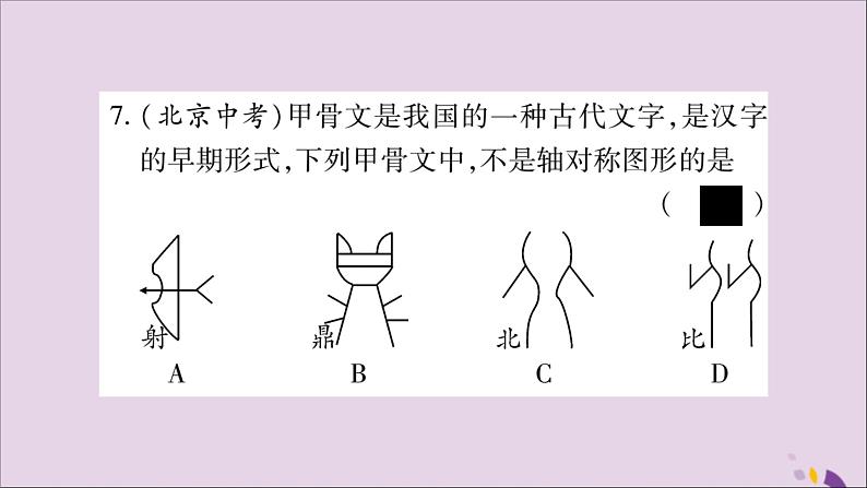 八年级数学上册第十三章轴对称13-1轴对称13-1-1轴对称习题课件05