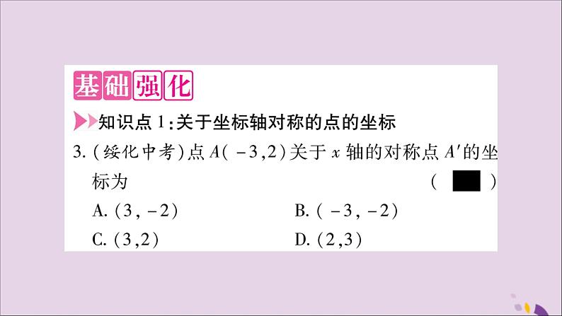 八年级数学上册第十三章轴对称13-2画轴对称图形第2课时用坐标表示轴对称习题课件03