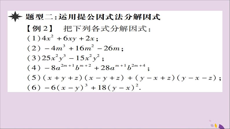 八年级数学上册第十四章《整式的乘法与因式分解》14-3因式分解14-3-1提公因式法课件06