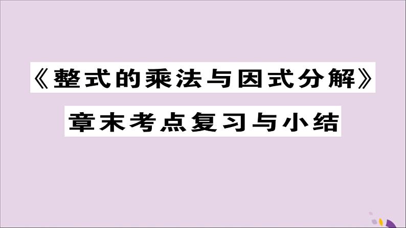 八年级数学上册第十四章《整式的乘法与因式分解》章末考点复习与小结课件01