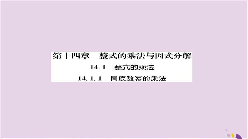 八年级数学上册第十四章整式的乘法与因式分解14-1整式的乘法14-1-1同底数幂的乘法练习课件第1页