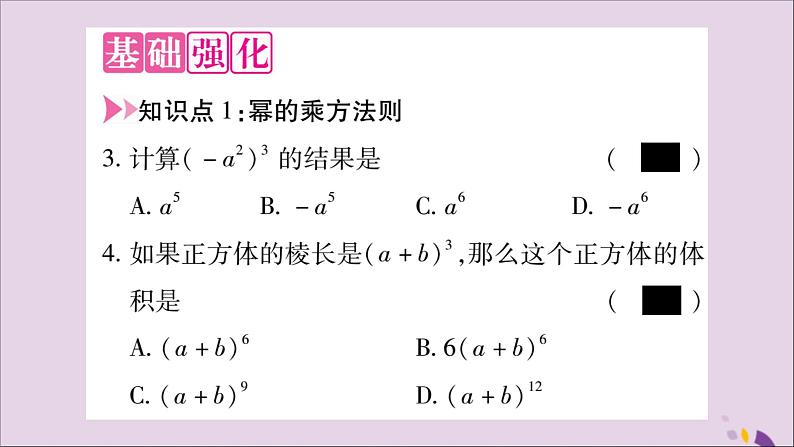 八年级数学上册第十四章整式的乘法与因式分解14-1整式的乘法14-1-2幂的乘方习题课件03