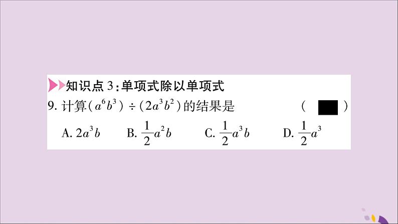 八年级数学上册第十四章整式的乘法与因式分解14-1整式的乘法14-1-4整式的乘法第4课时整式的除法习题课件08