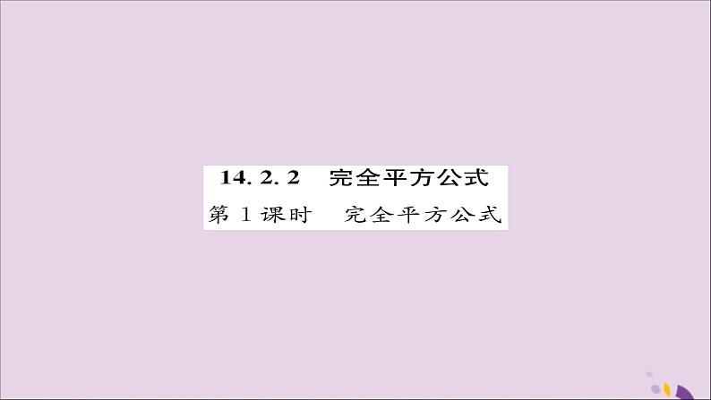 八年级数学上册第十四章整式的乘法与因式分解14-2乘法公式14-2-2完全平方公式第1课时完全平方公式练习课件01