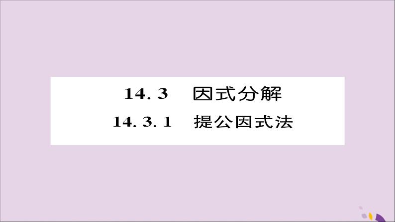 八年级数学上册第十四章整式的乘法与因式分解14-3因式分解14-3-1提公因式法课件01