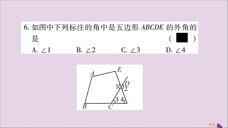 八年级数学上册第十一章三角形11-3多边形及其内角和11-3-1多边形习题课件第5页