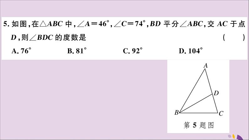 八年级数学上册第十一章三角形检测卷习题讲评课件（新版）新人教版05