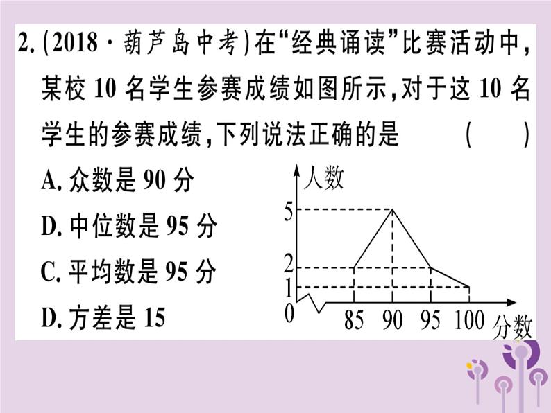 2019春八年级数学下册17微专题“三数”、方差与统计图表的综合问题（中考热点）习题课件02