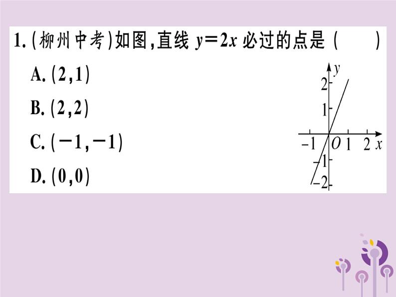 2019春八年级数学下册第十九章《一次函数》19-2一次函数19-2-1-2正比例函数的图象与性质习题课件02