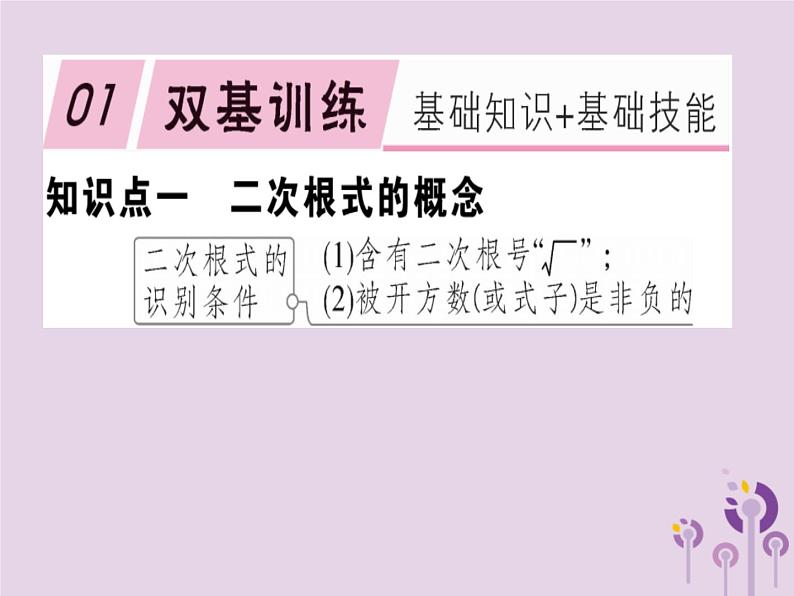 2019春八年级数学下册第十六章《二次根式》16-1二次根式16-1-1二次根式的概念习题课件01