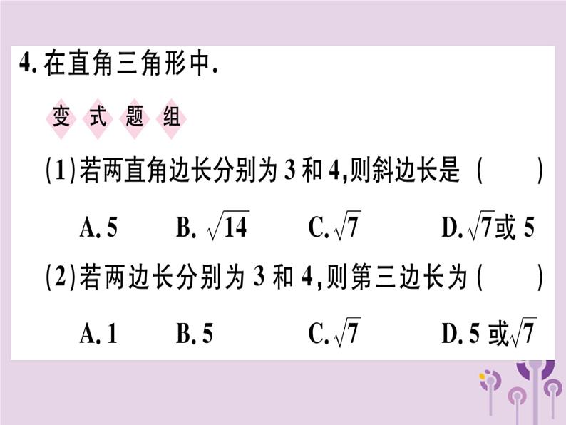 2019春八年级数学下册第十七章《勾股定理》17-1勾股定理17-1-1勾股定理习题课件06