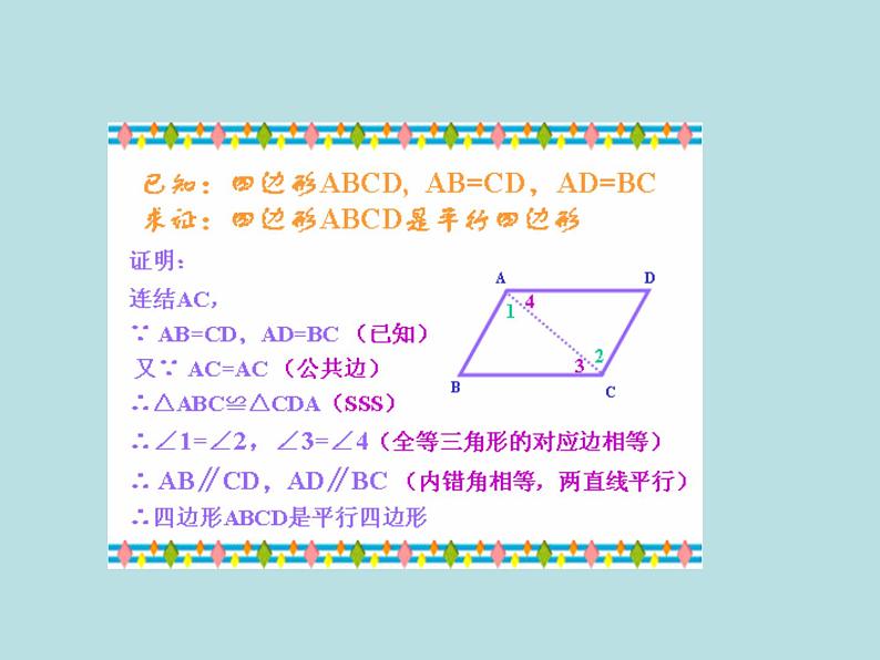 【精品】人教版初中数学八年级下册 18.1.2 平行四边形的判定（第1课时） PPT课件04