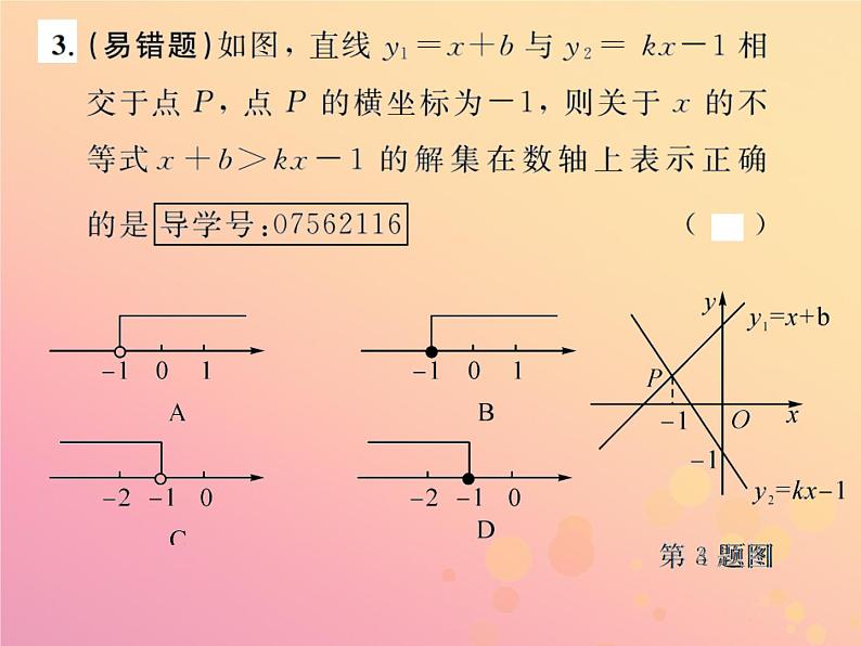 2019年春八年级数学下册第19章一次函数19-2一次函数19-2-3一次函数与方程、不等式课后作业课件04