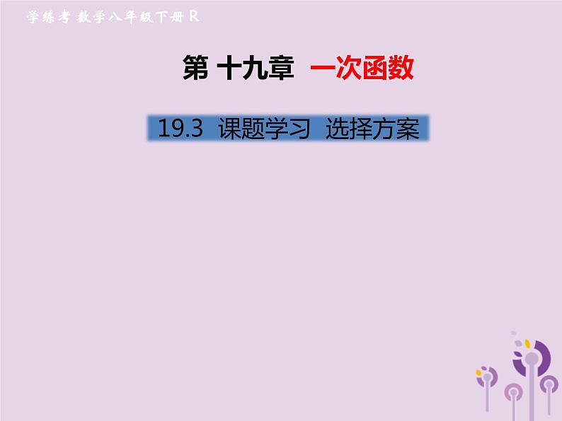 2019年春八年级数学下册第19章一次函数19-3课题学习选择方案习题课件第1页