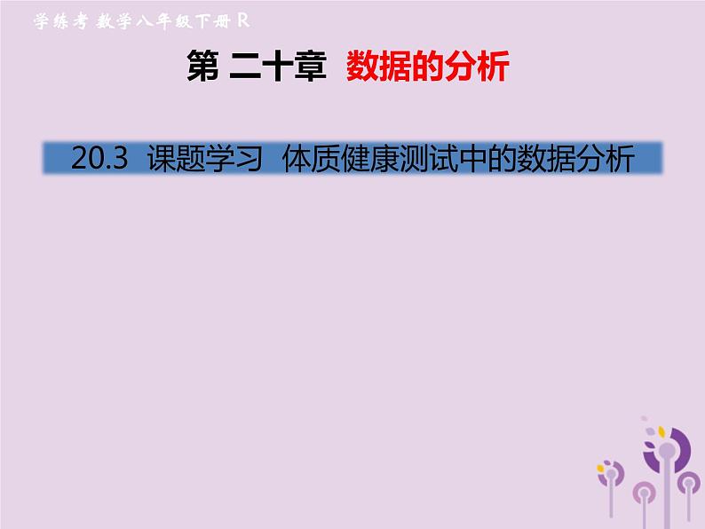 2019年春八年级数学下册第20章数据的分析20-3课题学习体质健康测试中的数据分析习题课件01