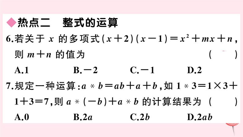 2019秋八年级数学上册第12章整式的乘除本章热点专练习题课件06