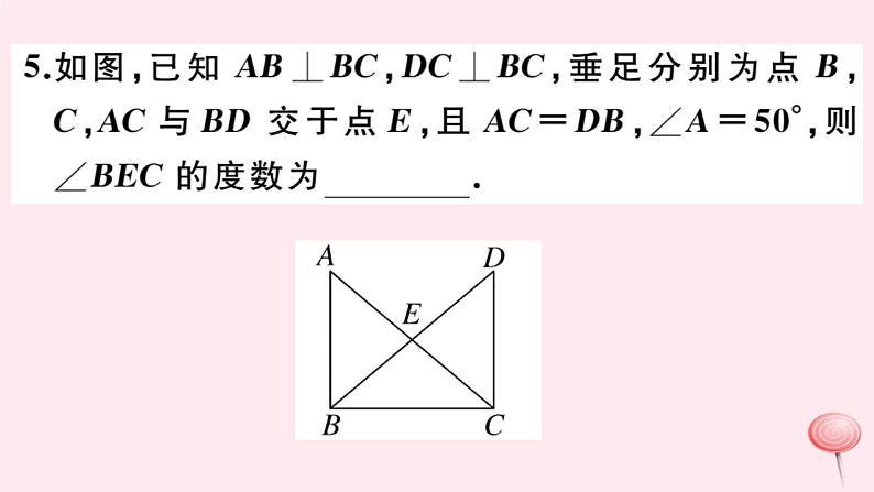 2019秋八年级数学上册第13章全等三角形13-2三角形全等的判定6斜边直角边习题课件07