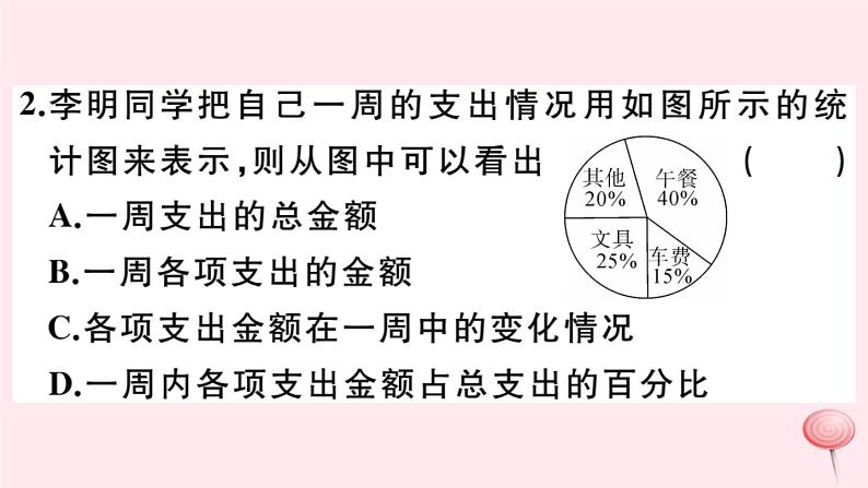 2019秋八年级数学上册第15章数据的收集与表示15-1数据的收集1扇形统计图习题课件04