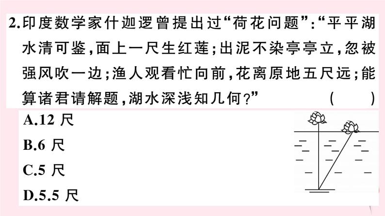 2019秋八年级数学上册核心素养专题古代问题中的勾股定理习题课件04