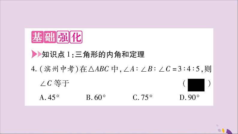 八年级数学上册第2章三角形2-1三角形第3课时三角形的内角与外角习题课件（新版）湘教版04