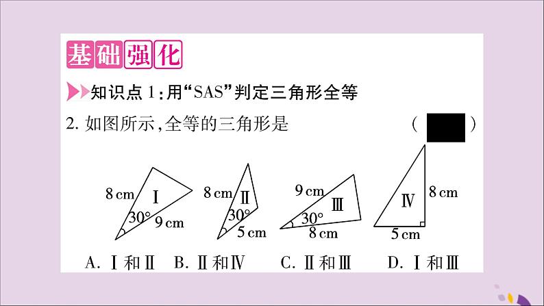 八年级数学上册第2章三角形2-5全等三角形第2课时全等三角形的判定（SAS）习题课件（新版）湘教版03