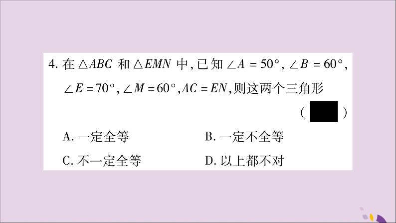 八年级数学上册第2章三角形2-5全等三角形第4课时全等三角形的判定（AAS）习题课件（新版）湘教版05