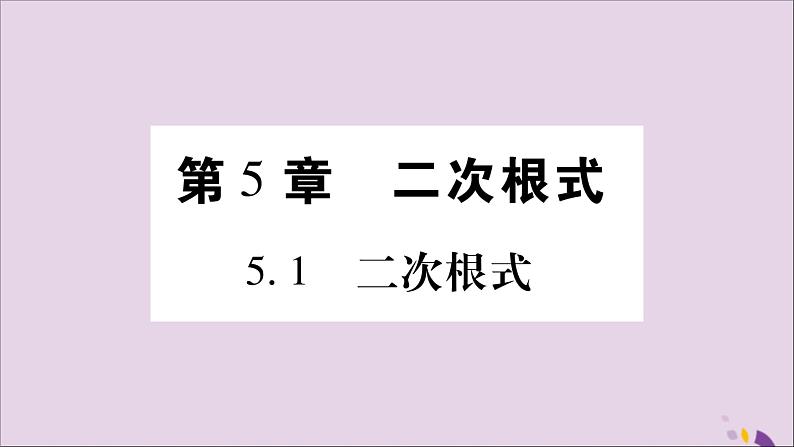 八年级数学上册第5章二次根式5-1二次根式第1课时二次根式的概念及性质习题课件（新版）湘教版01