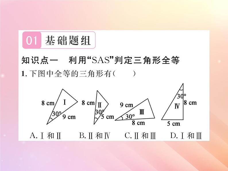 2019秋八年级数学上册第2章三角形2-5全等三角形（第2课时利用SAS判定三角形全等）习题课件（新版）湘教版02