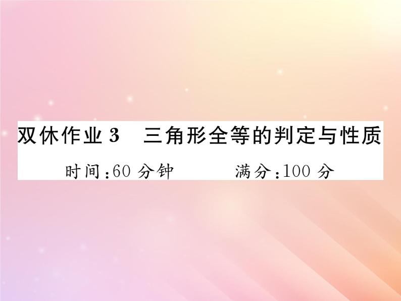 2019秋八年级数学上册三角形全等的判定与性质双休作业3习题课件（新版）湘教版01