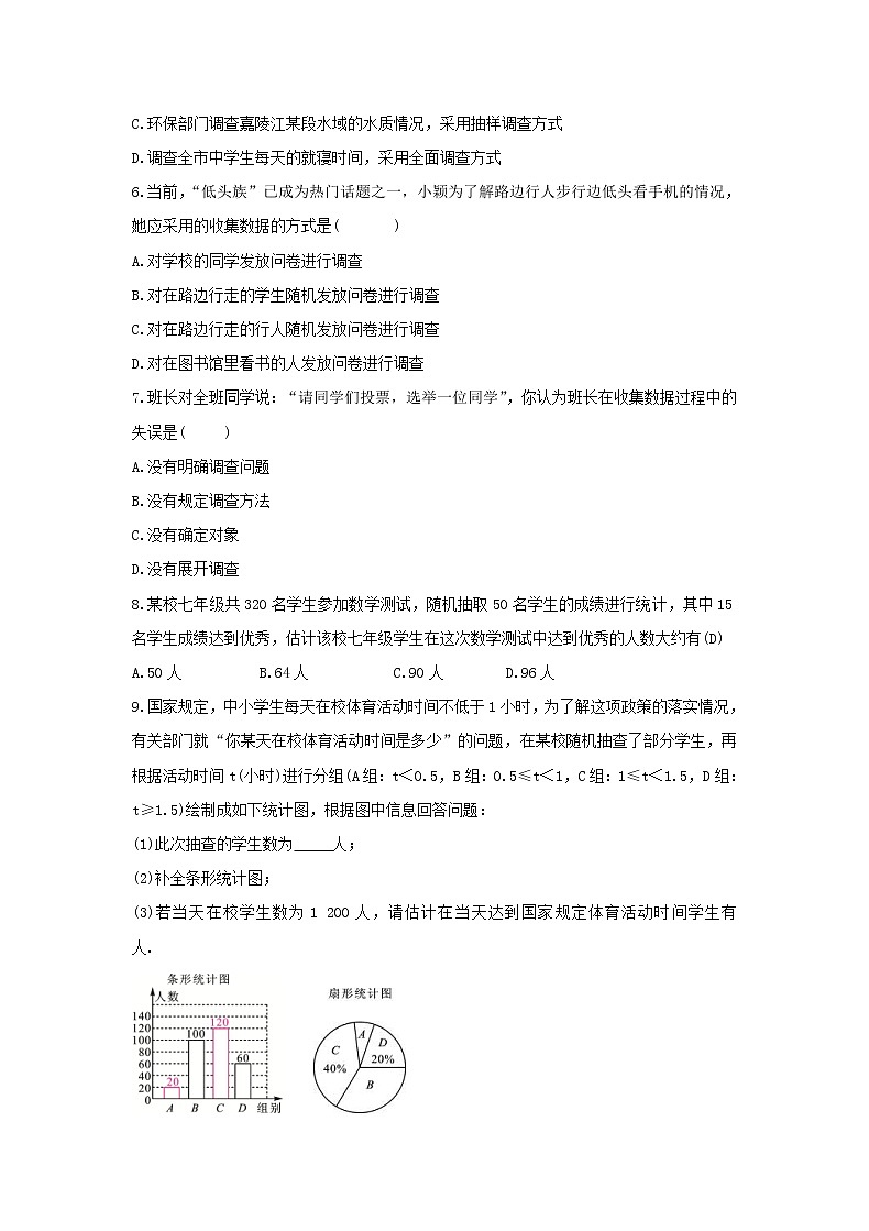 2021年人教版数学七下10.1《抽样调查》同步练习（含答案）02