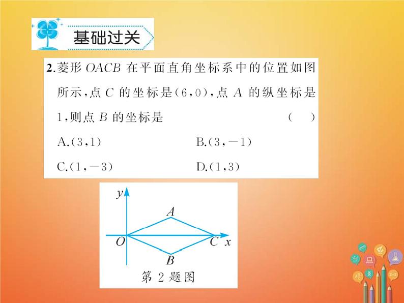 华东师大版八年级数学下册19矩形菱形与正方形19.2菱形作业课件(含答案)03