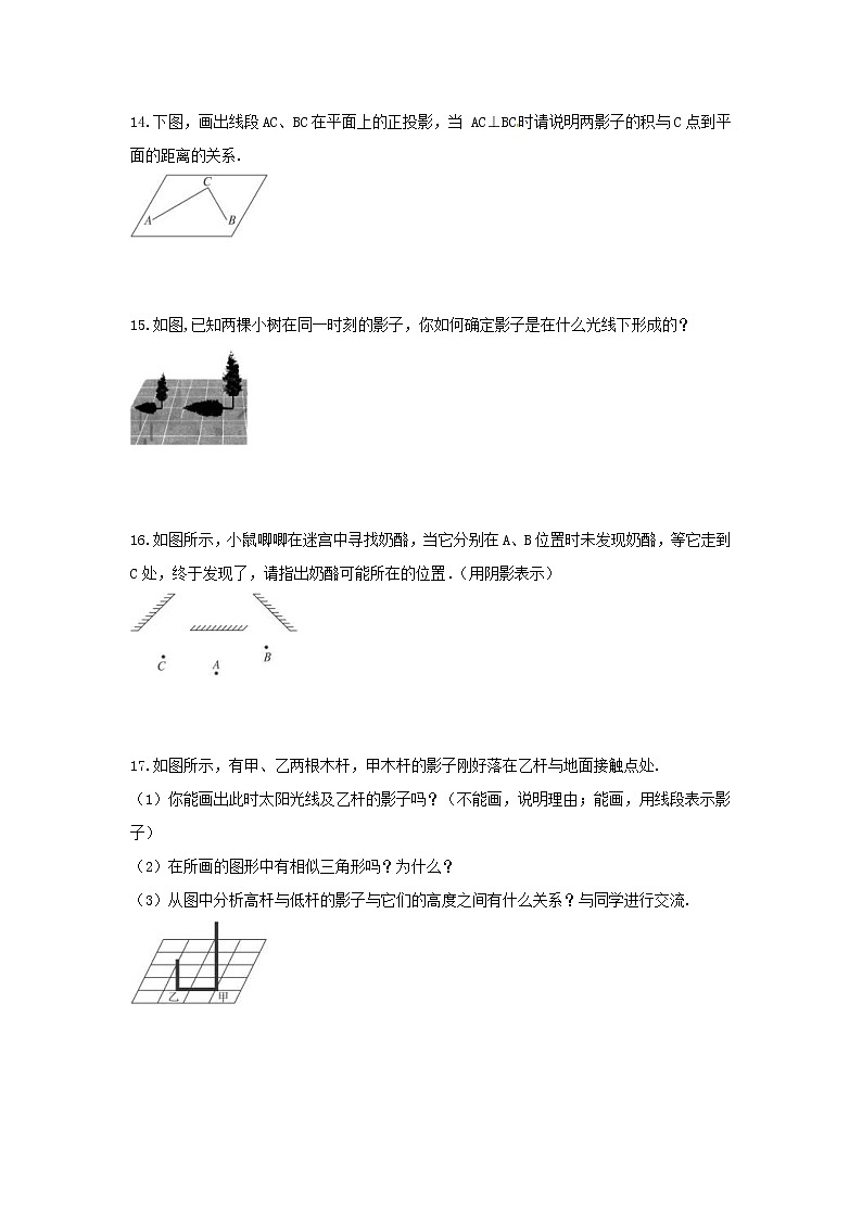 2021年人教版数学九下29.1 《投影》课后练习（含答案）第3页