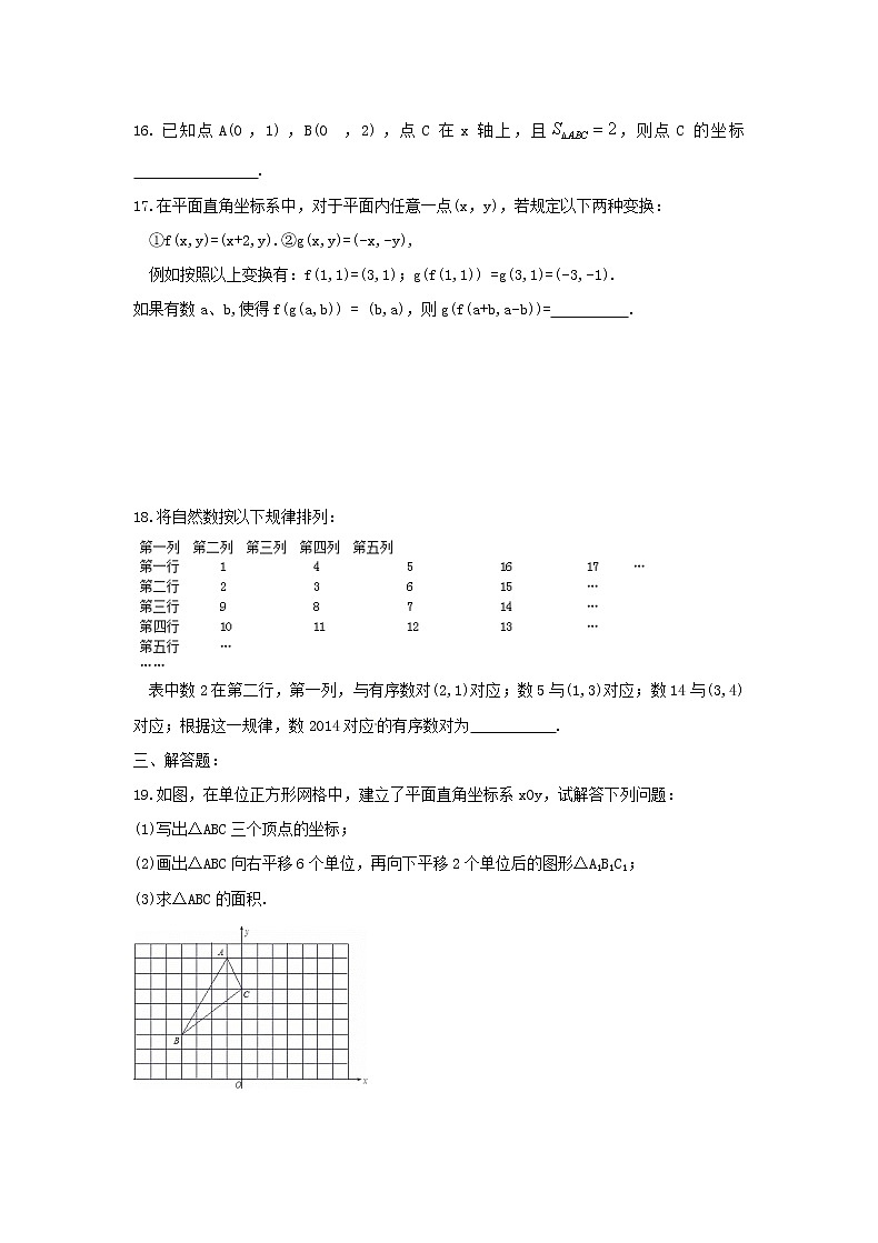 2021年人教版数学七下《平面直角坐标系》单元测试二（含答案）03