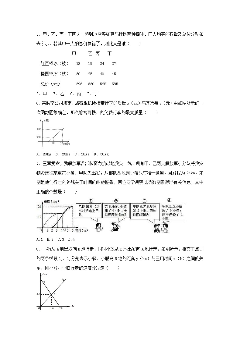 2021年人教版数学八年级下册19.3 《课题学习 选择方案》课后练习（含答案）02