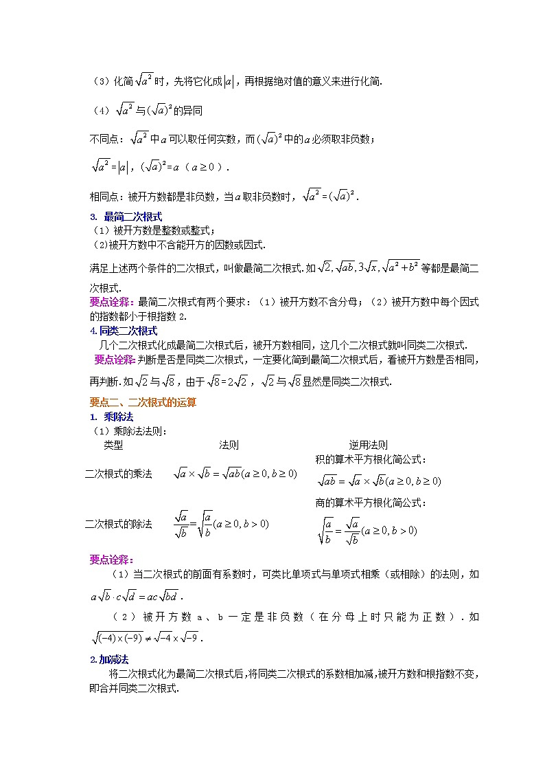 二次根式全章复习与巩固（基础）知识讲解02