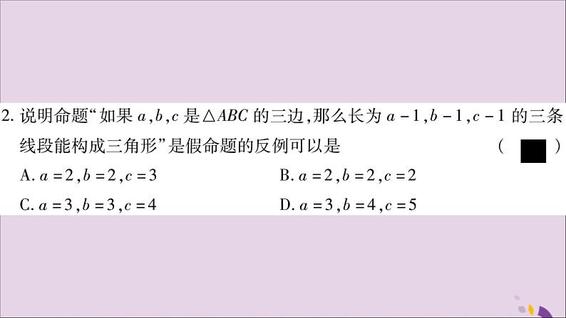 八年级数学上册第2章三角形2-2命题与证明第2课时真假命题证明、定理习题课件（新版）湘教版08