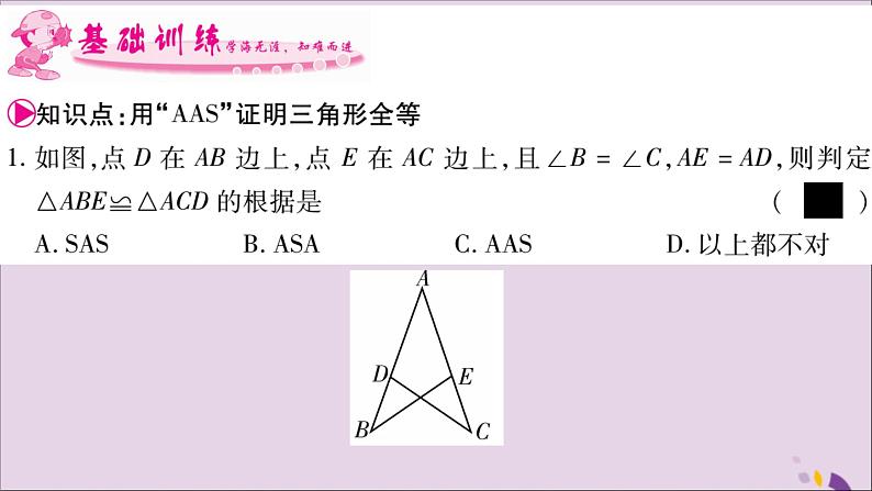 八年级数学上册第2章三角形2-5全等三角形第4课时三角形全等的判定（AAS）习题课件（新版）湘教版03