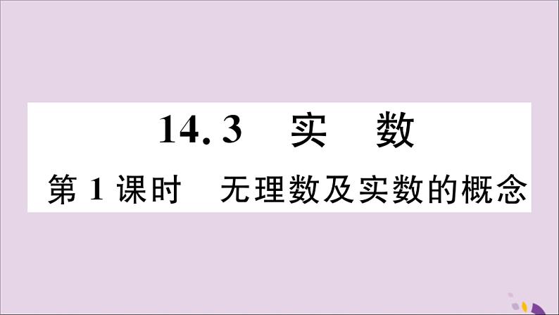 八年级数学上册14-3第1课时无理数及实数的概念课件（新版）冀教版01