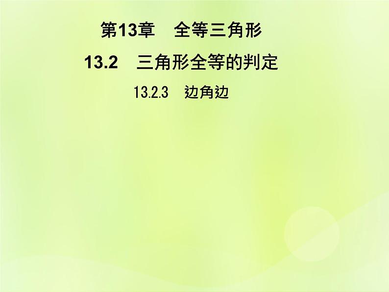 八年级数学上册第13章全等三角形13-2三角形全等的判定13-2-3边角边习题课件01